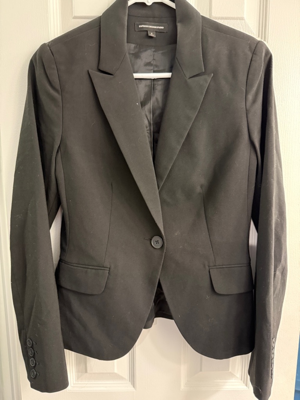 Express Black Single-Button Tailored Blazer